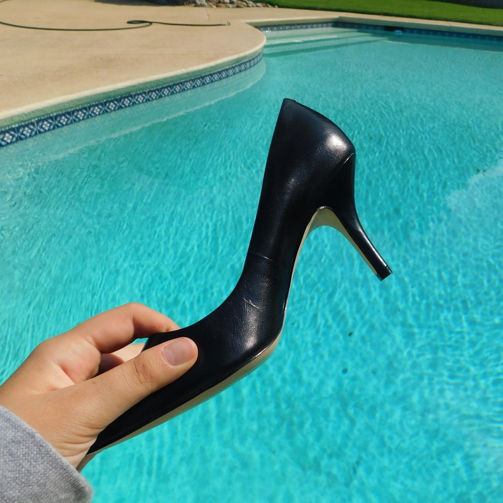 INC Black Leather Pumps